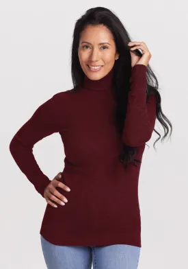 Sage Ribbed Turtleneck - Cranberry Melange