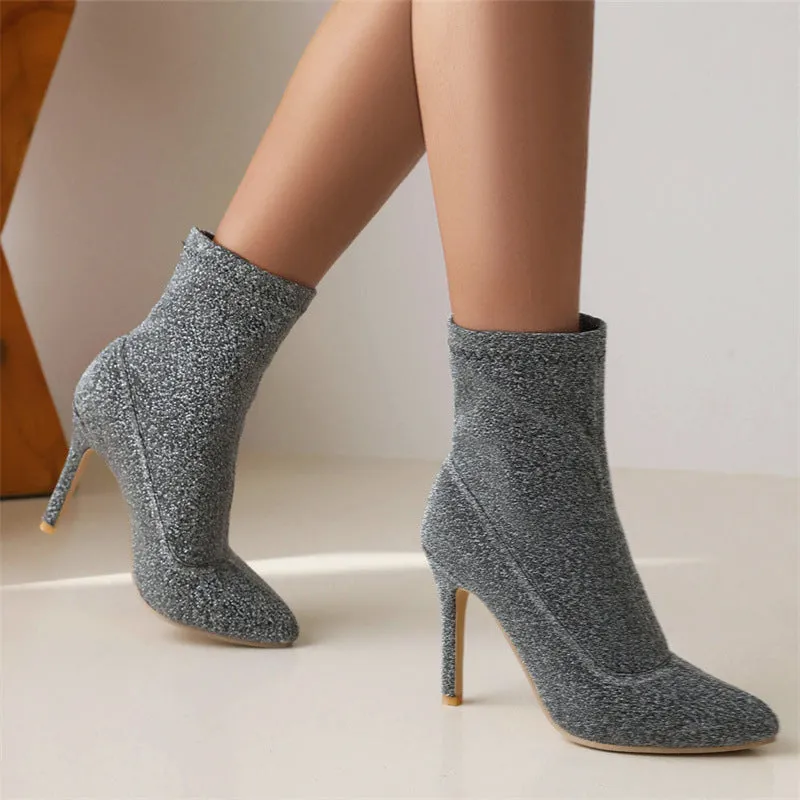 Sexy stiletto heels sock booties bling ankle boots for Christmas