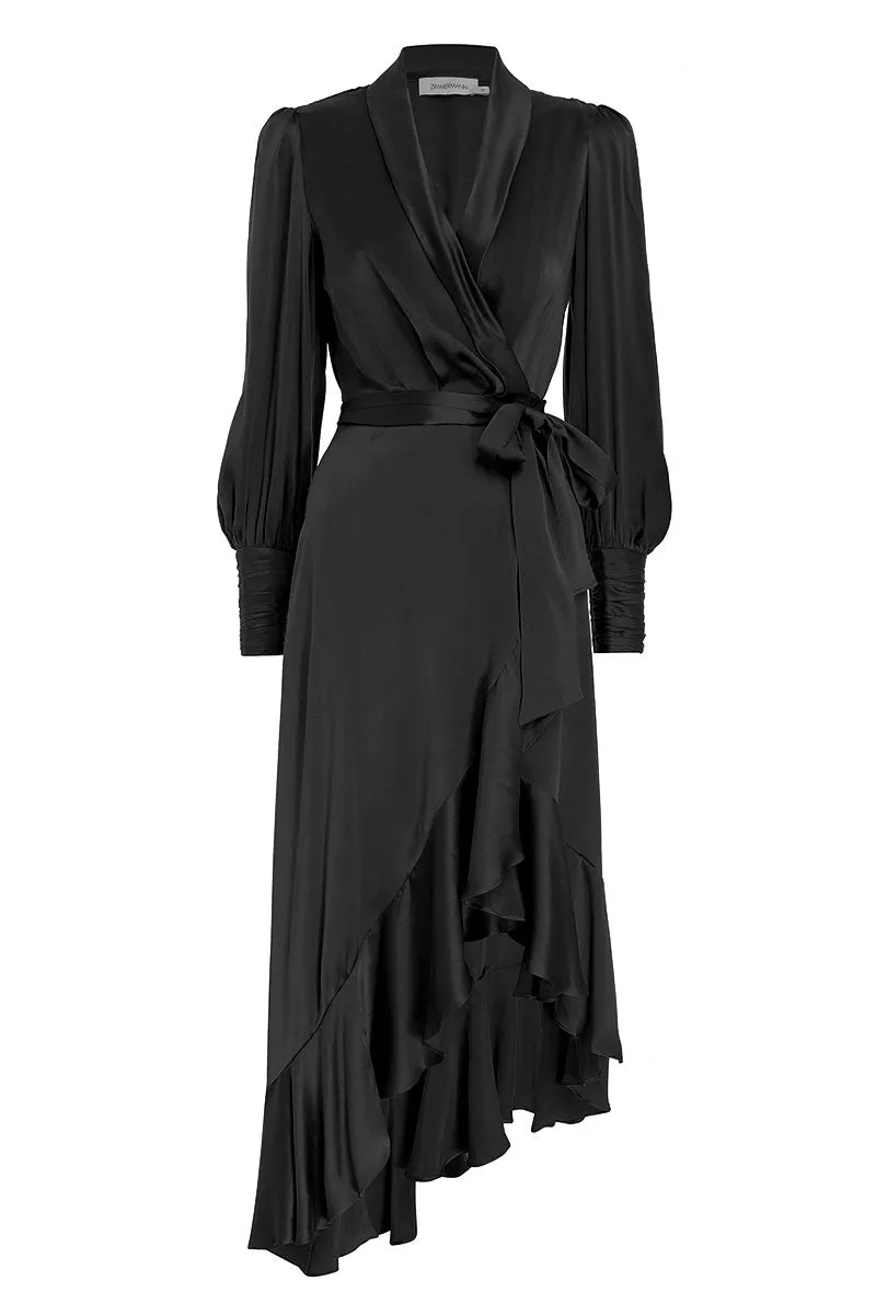 Silk Wrap Midi Dress