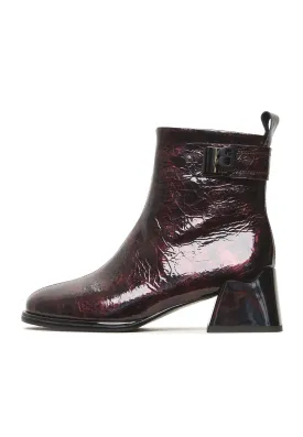 Sleek Leather Ankle Boots Vika - Bordeaux