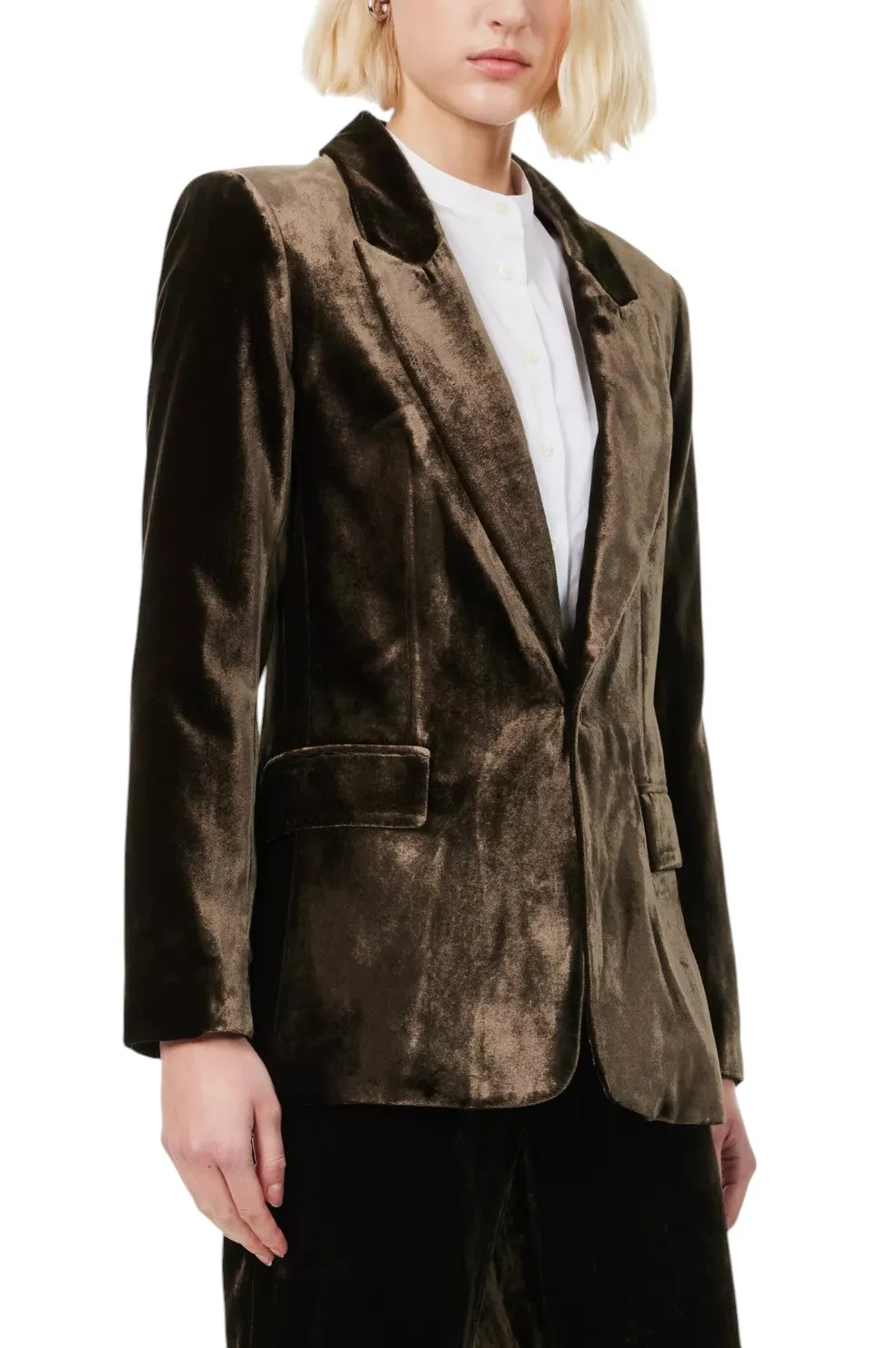 Slim Velvet Blazer - Espresso