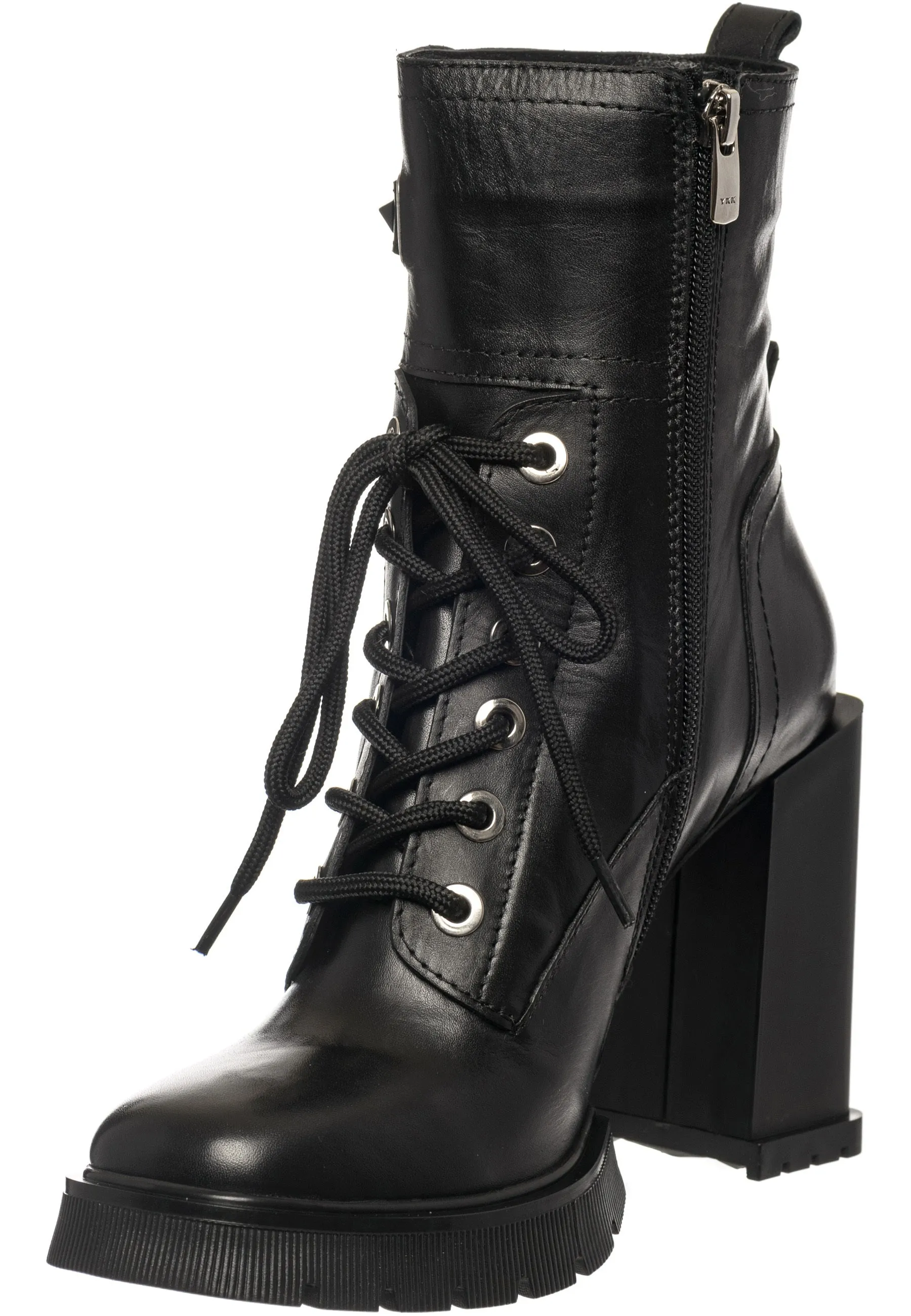 Studded Heeled Combat Boots