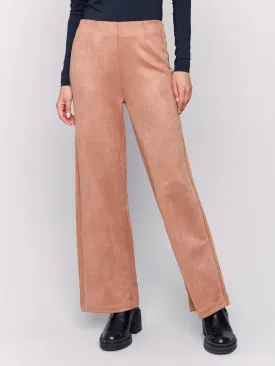 Suede Pull On Wide Leg Pant