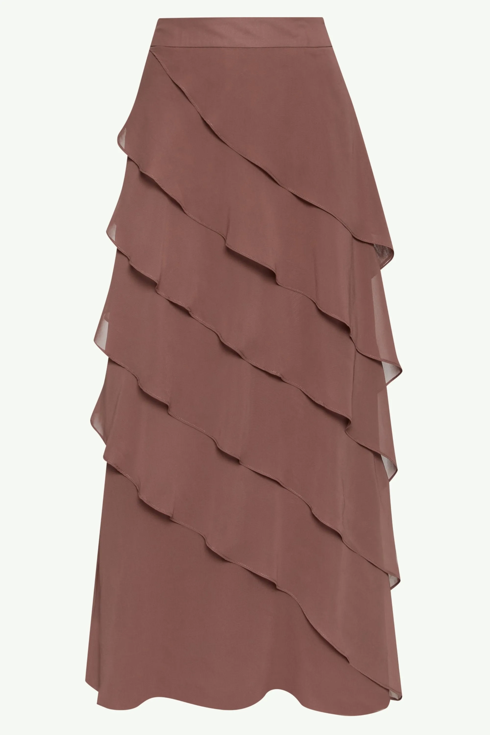 Tasnima Tiered Chiffon Maxi Skirt - Deep Taupe