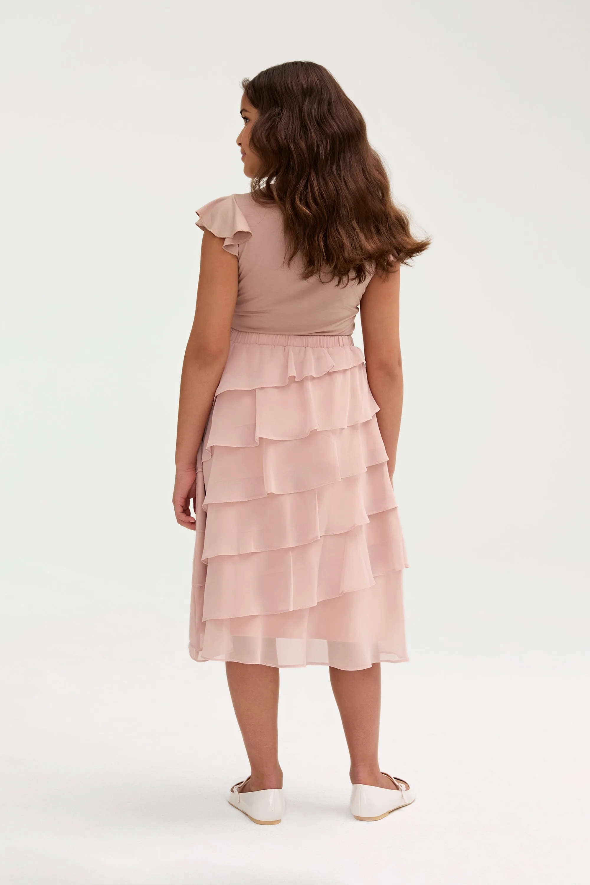 Tasnima Tiered Chiffon Skirt & Top Set (Girls)