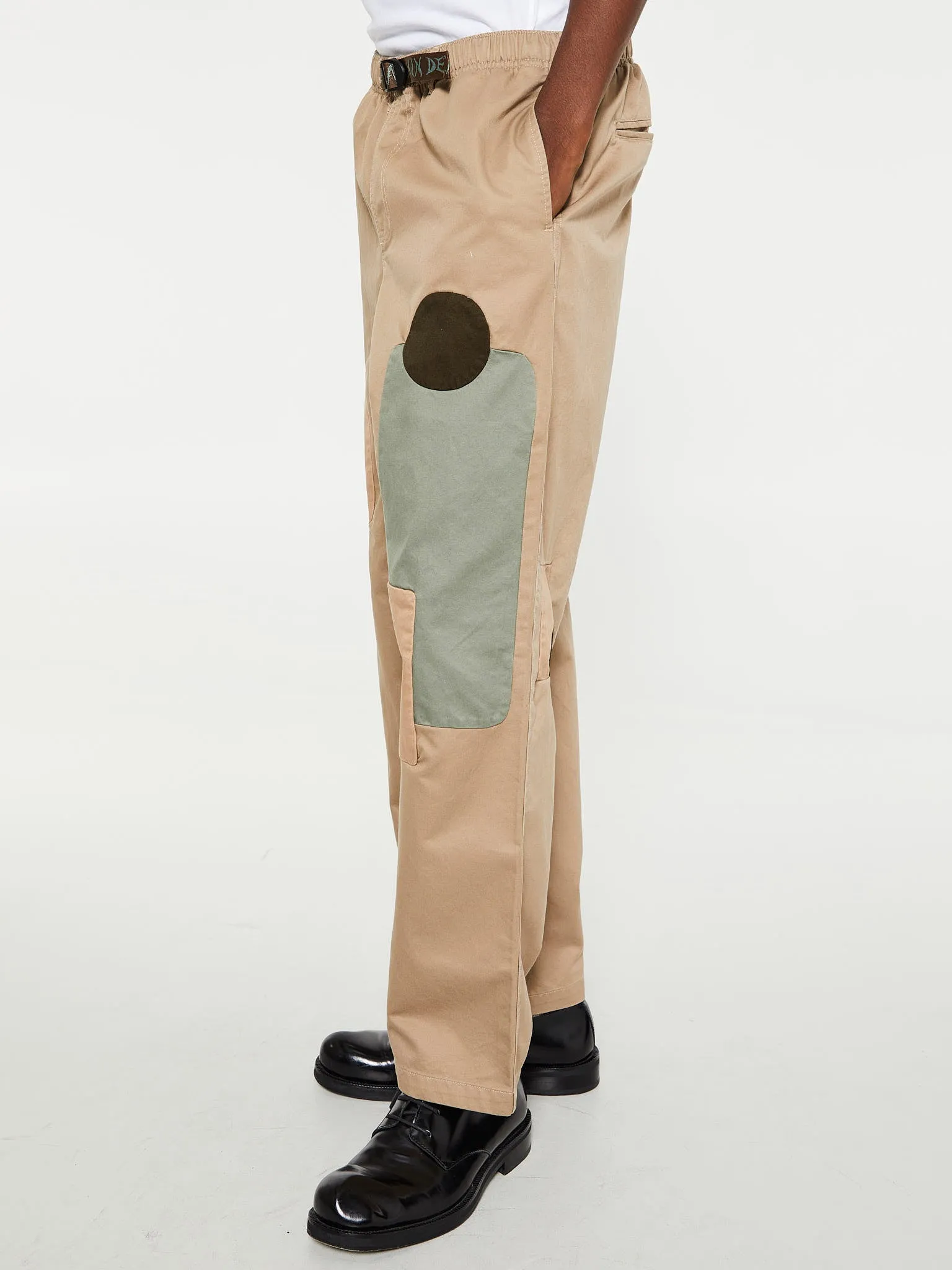 Twill Patchwork Climber Pants in Tan