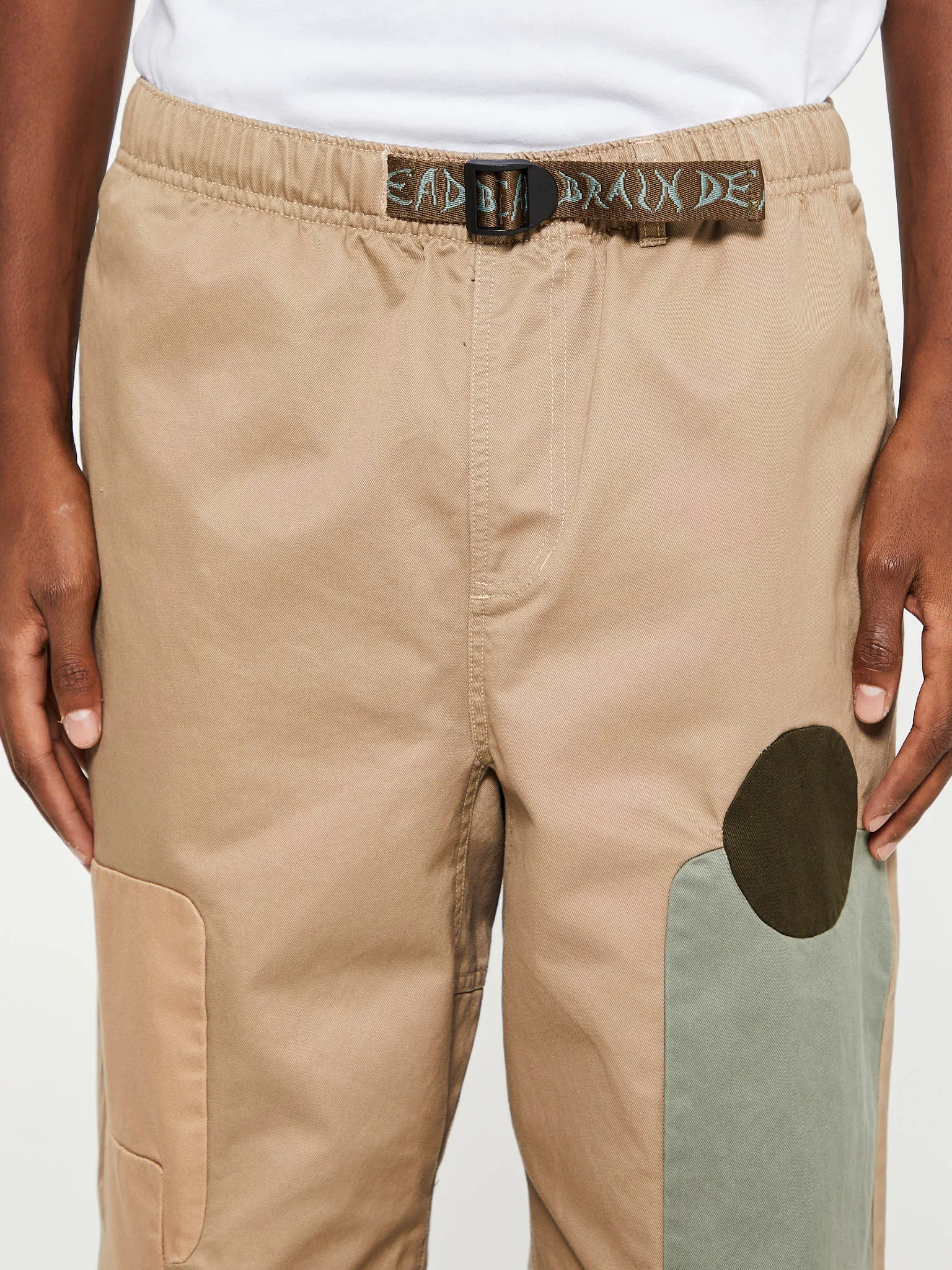 Twill Patchwork Climber Pants in Tan