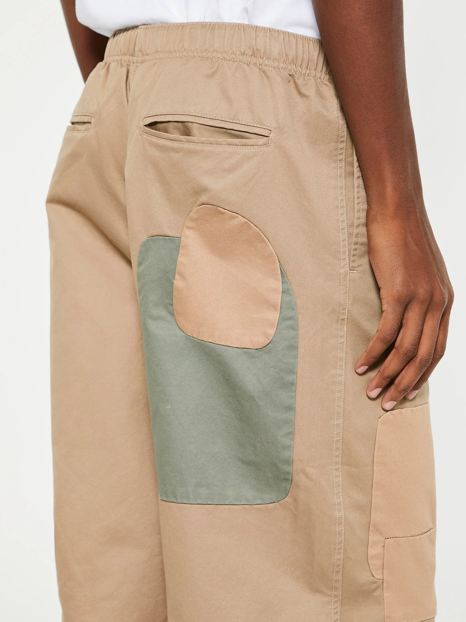 Twill Patchwork Climber Pants in Tan