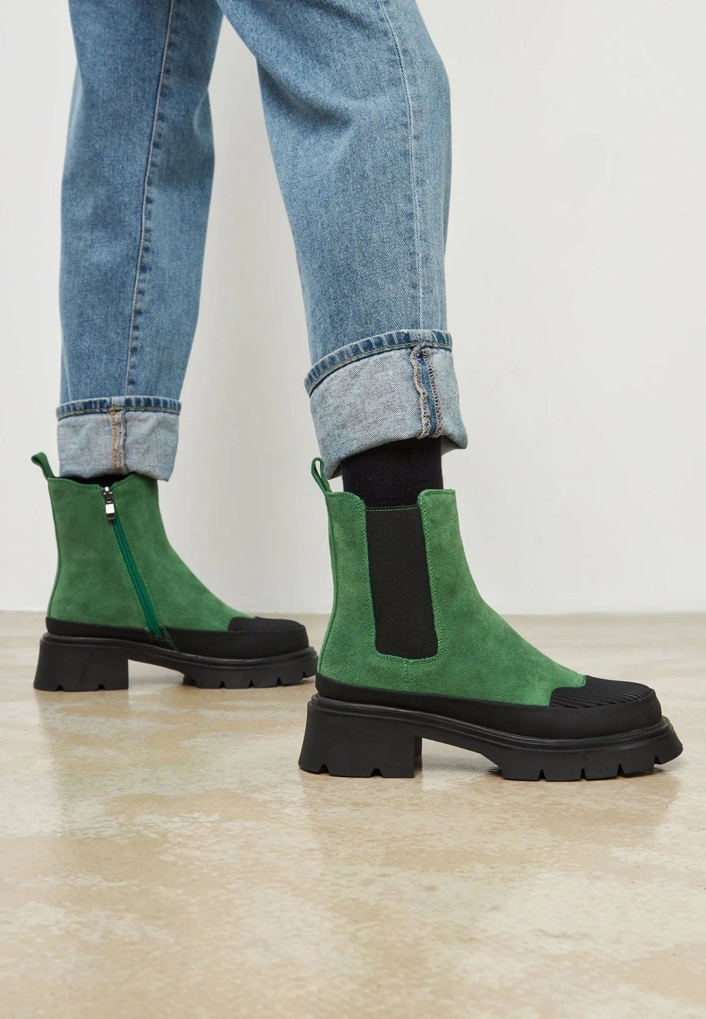 Urban Platform Ankle Boots - Green