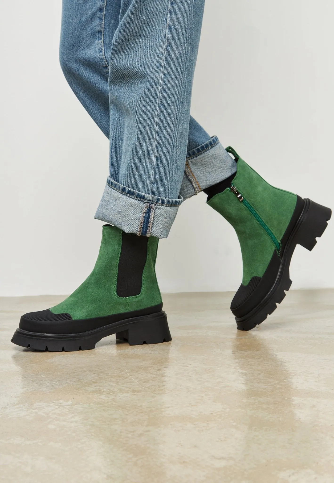 Urban Platform Ankle Boots - Green