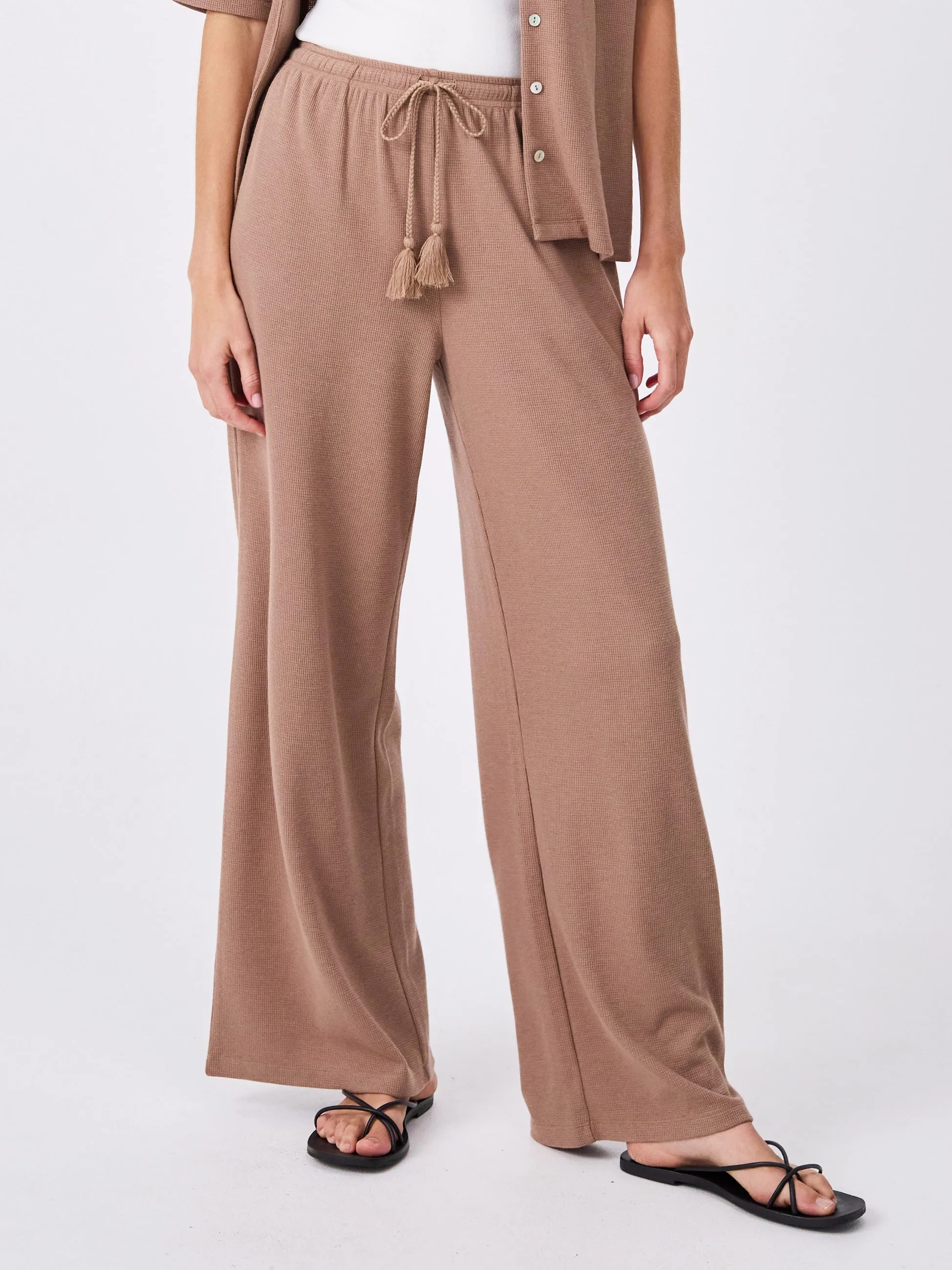 Waffle Wide Leg Pant - Mocha