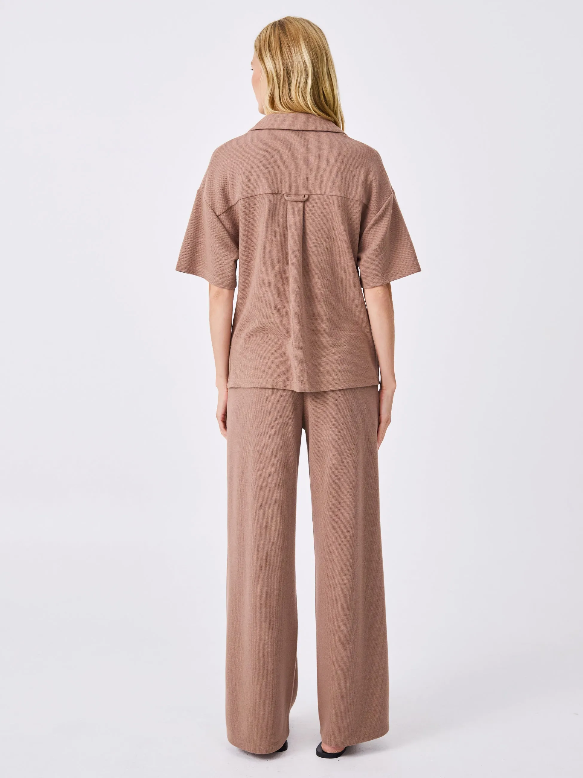 Waffle Wide Leg Pant - Mocha