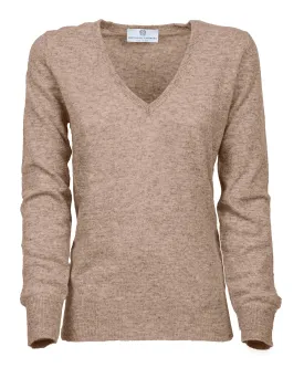 Women's Pure Cashmere V-Neck Sweater Taupe