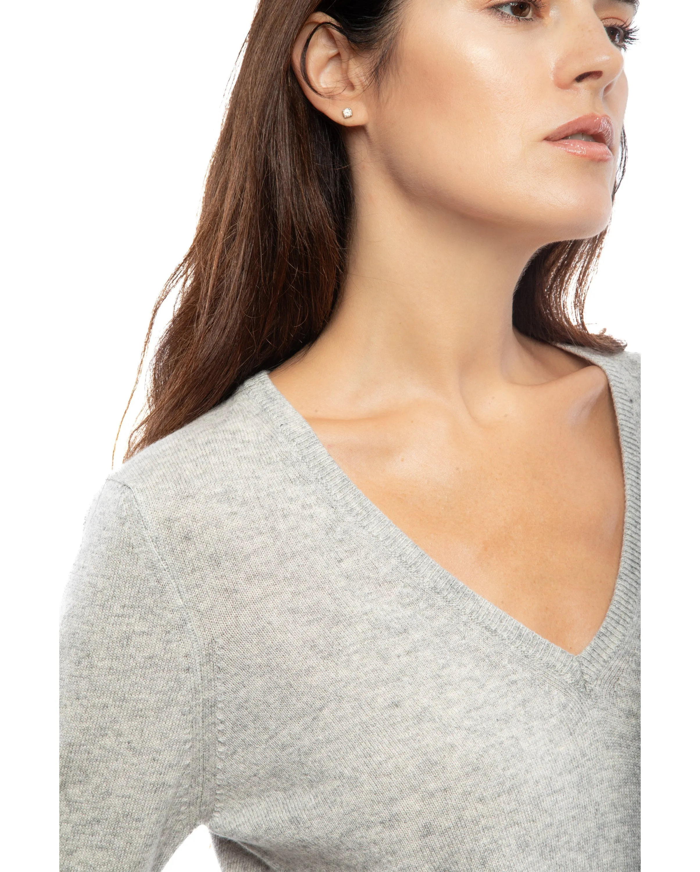 Women's Pure Cashmere V-Neck Sweater Taupe