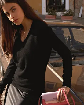 Women's Ultra-Light Cashmere V-Neck Sweater Black