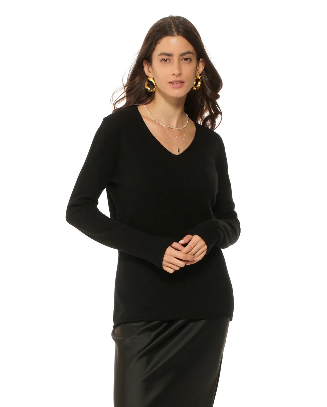 Women's Ultra-Light Cashmere V-Neck Sweater Black