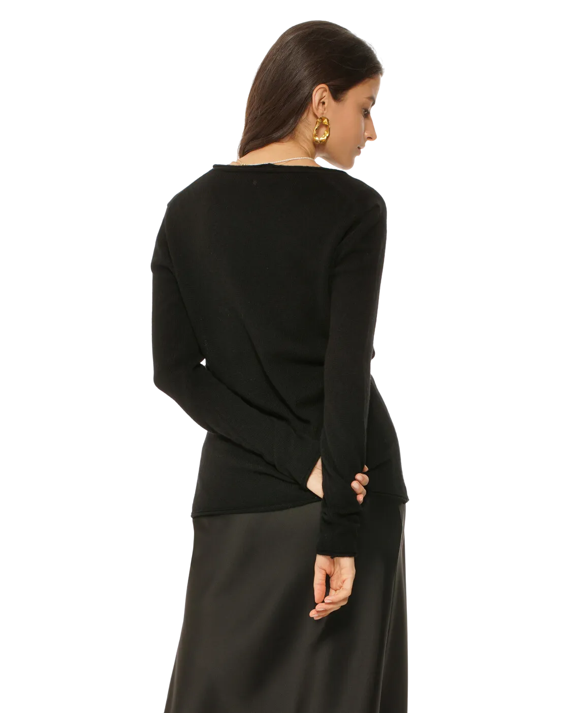 Women's Ultra-Light Cashmere V-Neck Sweater Black